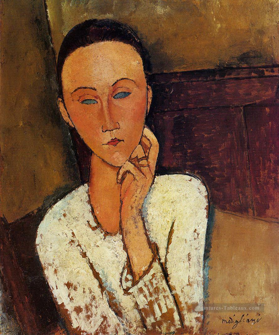 lunia czechowska avec sa main gauche sur sa joue 1918 Amedeo Modigliani Peintures à l'huile